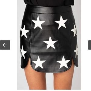 Buddy love Ali white stars pleather mini skirt
